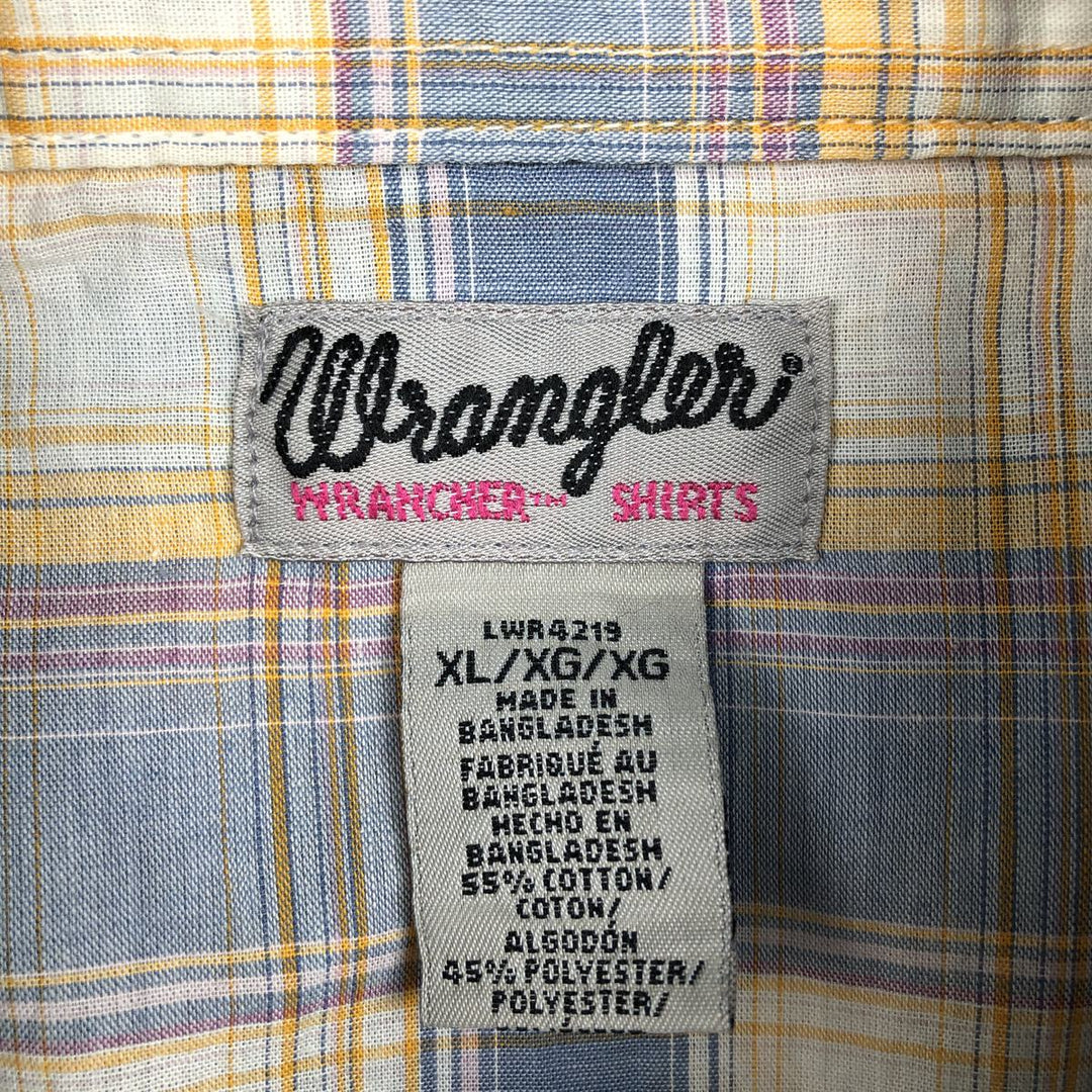 Wrangler WRANCHER SHIRTS Check Pattern Long Sleeve Western Shirt Women's XL (approx.) cotton Blue type light blue Vintage Second Hand