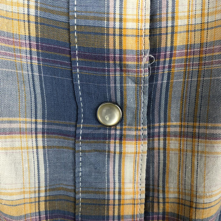 Wrangler WRANCHER SHIRTS Check Pattern Long Sleeve Western Shirt Women's XL (approx.) cotton Blue type light blue Vintage Second Hand