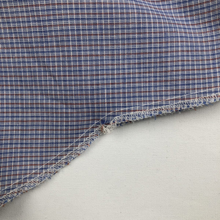 1970'S Champion Westerns Check Pattern Long-Sleeve Western Shirt, Women's Size S (Equivalent), Vintage polyester blue type Vintage Second Hand
