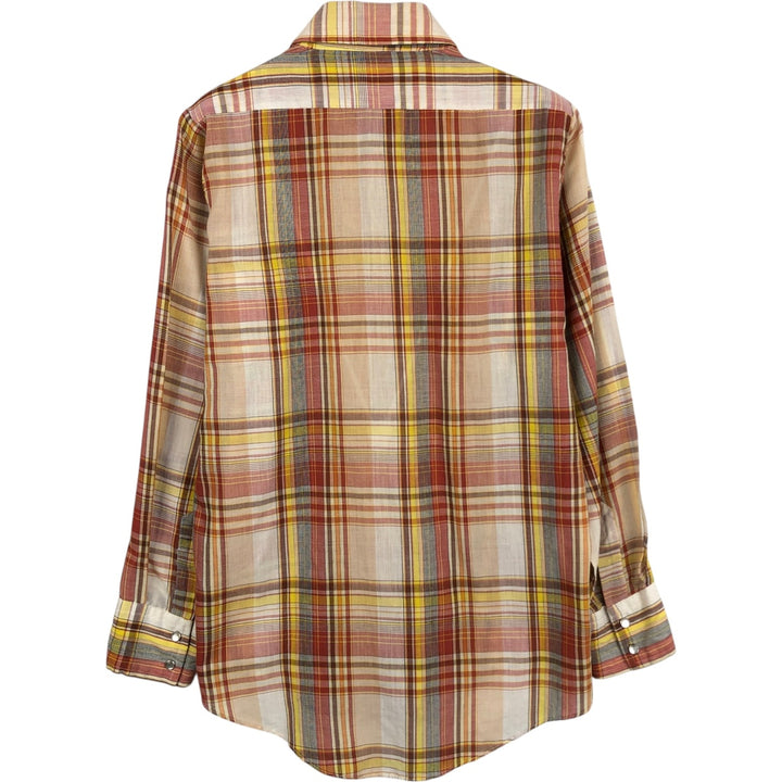Attache Check Pattern Long-Sleeve Western Shirt, Women's Size S (Equivalent), Vintage polyester red type Vintage Second Hand