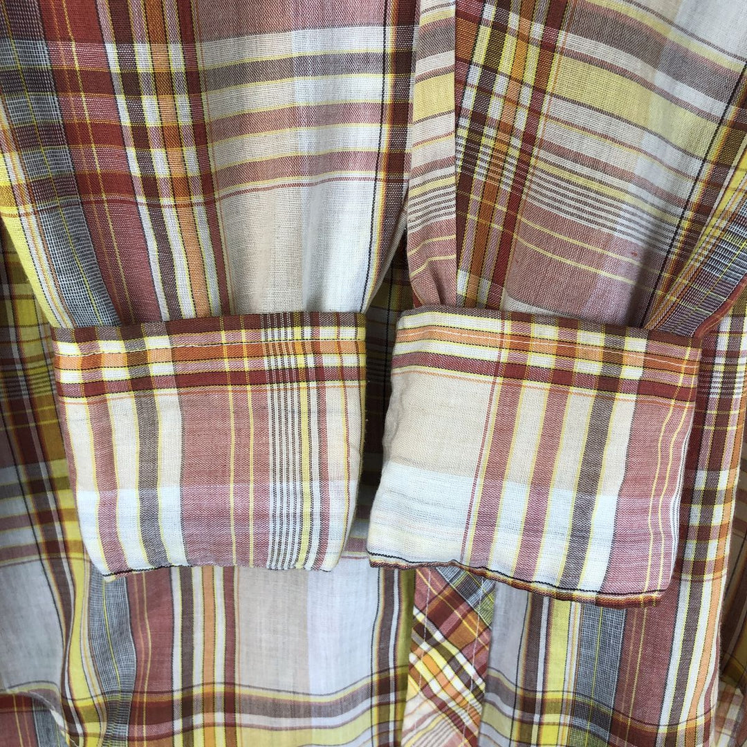 Attache Check Pattern Long-Sleeve Western Shirt, Women's Size S (Equivalent), Vintage polyester red type Vintage Second Hand