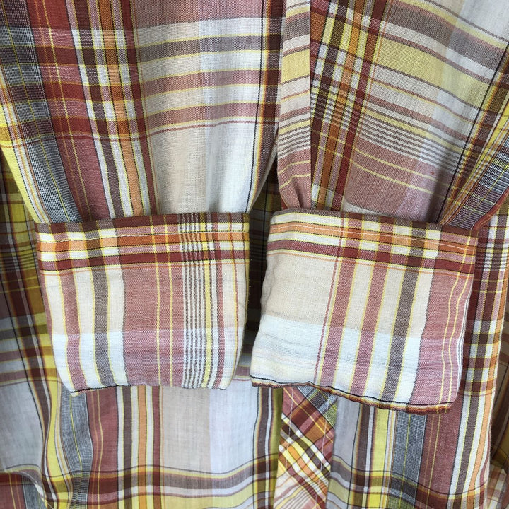 Attache Check Pattern Long-Sleeve Western Shirt, Women's Size S (Equivalent), Vintage polyester red type Vintage Second Hand