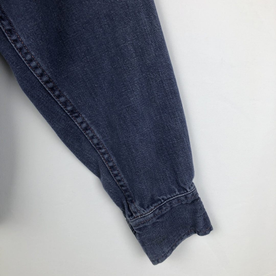 70s-80'S JCPenney Long-Sleeve Denim Western Shirt, Women's Size M (approx.), Vintage cotton blue type Vintage Second Hand