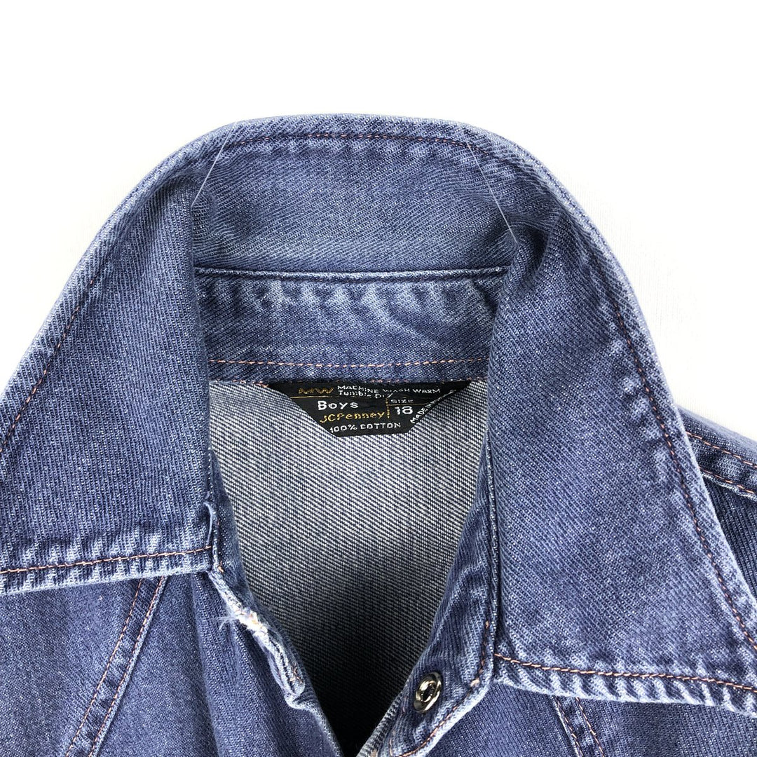 70s-80'S JCPenney Long-Sleeve Denim Western Shirt, Women's Size M (approx.), Vintage cotton blue type Vintage Second Hand
