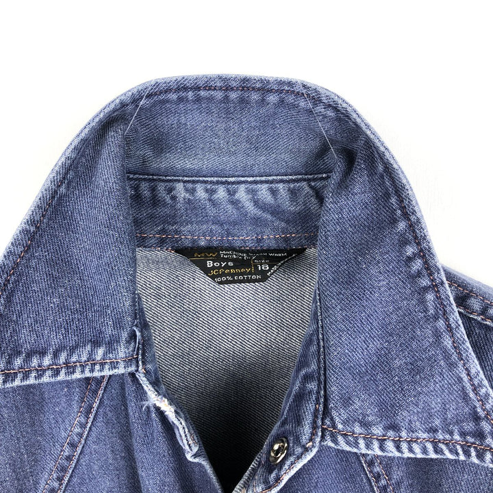 70s-80'S JCPenney Long-Sleeve Denim Western Shirt, Women's Size M (approx.), Vintage cotton blue type Vintage Second Hand