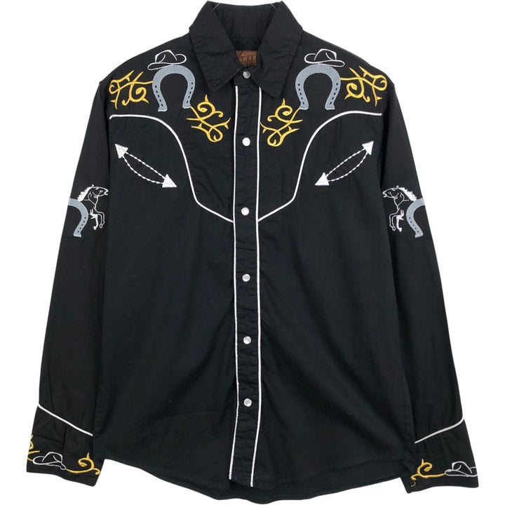 OSMAR Long-Sleeve Western Shirt, Men's Size S (approx.) unclear black type Vintage Second Hand