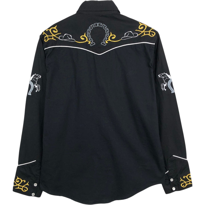 OSMAR Long-Sleeve Western Shirt, Men's Size S (approx.) unclear black type Vintage Second Hand