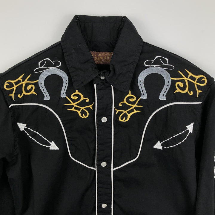 OSMAR Long-Sleeve Western Shirt, Men's Size S (approx.) unclear black type Vintage Second Hand