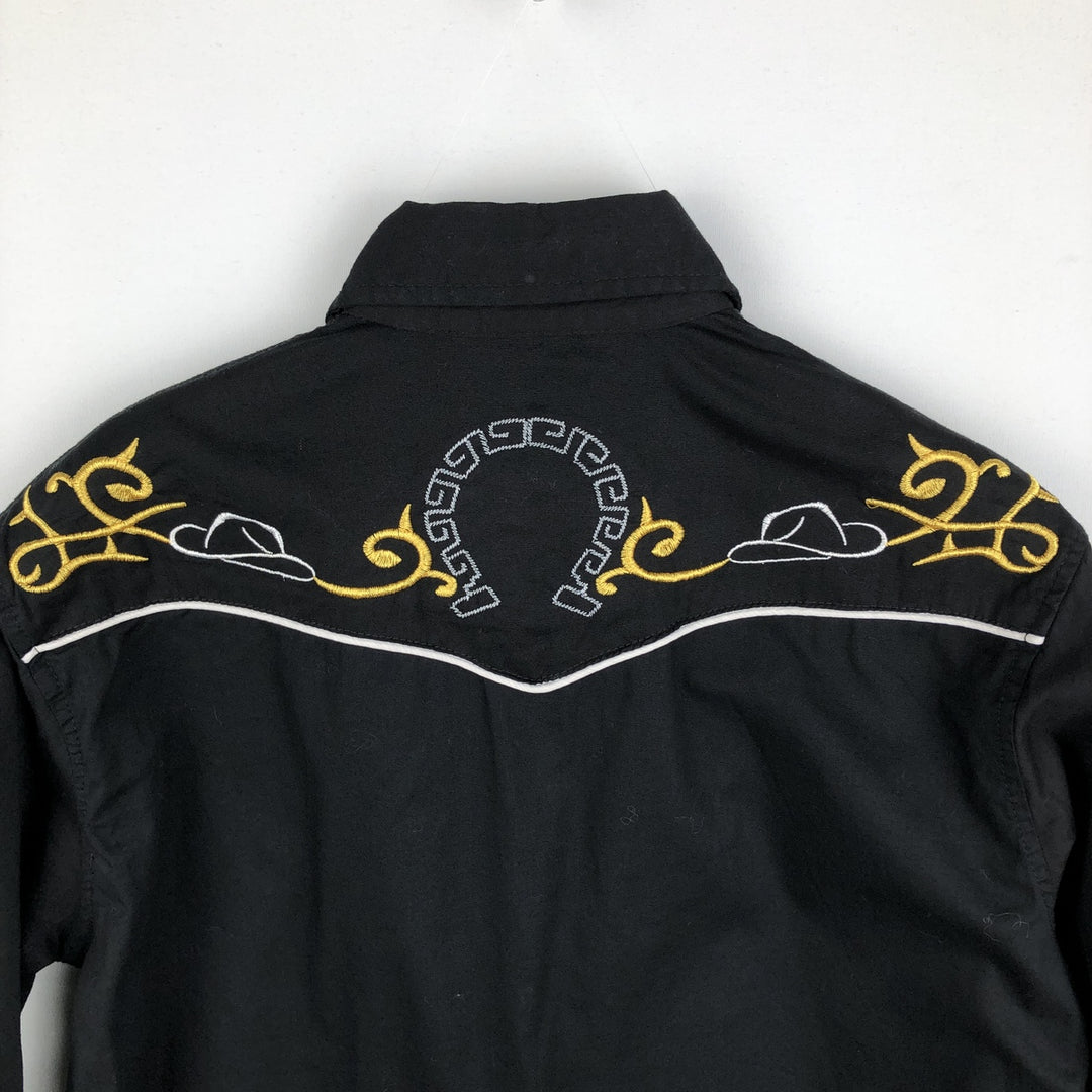 OSMAR Long-Sleeve Western Shirt, Men's Size S (approx.) unclear black type Vintage Second Hand