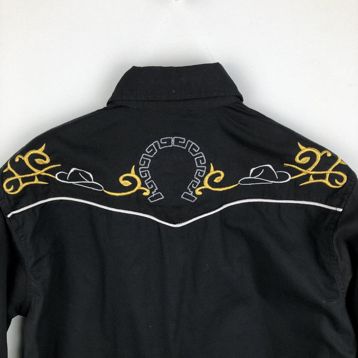 OSMAR Long-Sleeve Western Shirt, Men's Size S (approx.) unclear black type Vintage Second Hand