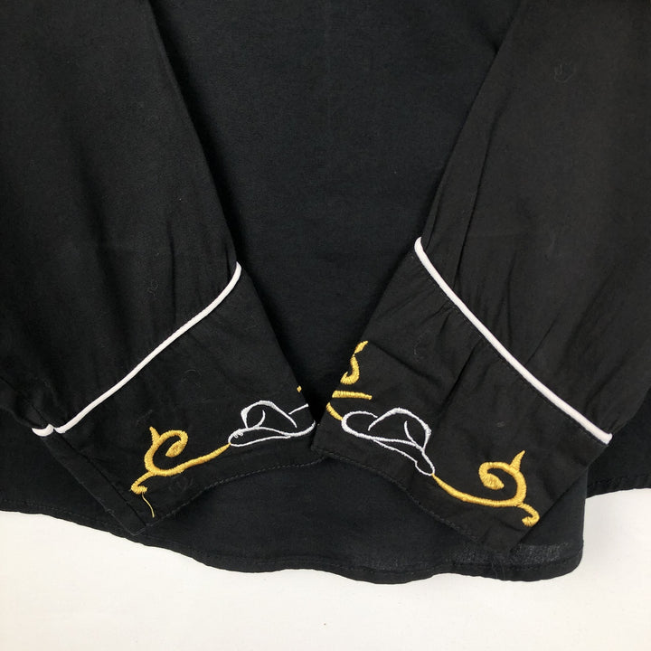 OSMAR Long-Sleeve Western Shirt, Men's Size S (approx.) unclear black type Vintage Second Hand