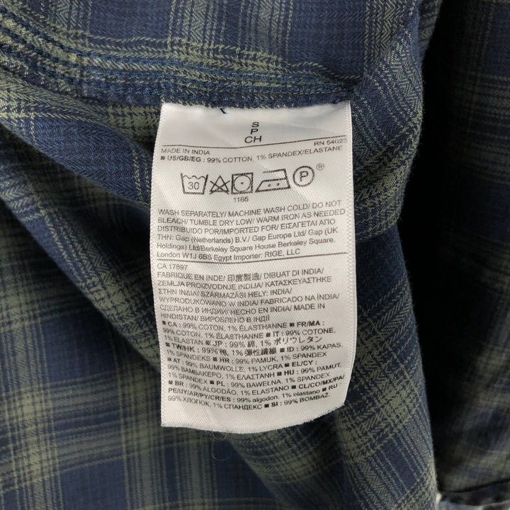 Banana Republic Tailored Slim Fit Long-Sleeve Cotton Check Shirt (Men's Size S) cotton navy blue type Vintage Second Hand