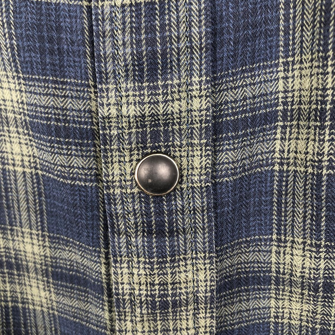 Banana Republic Tailored Slim Fit Long-Sleeve Cotton Check Shirt (Men's Size S) cotton navy blue type Vintage Second Hand