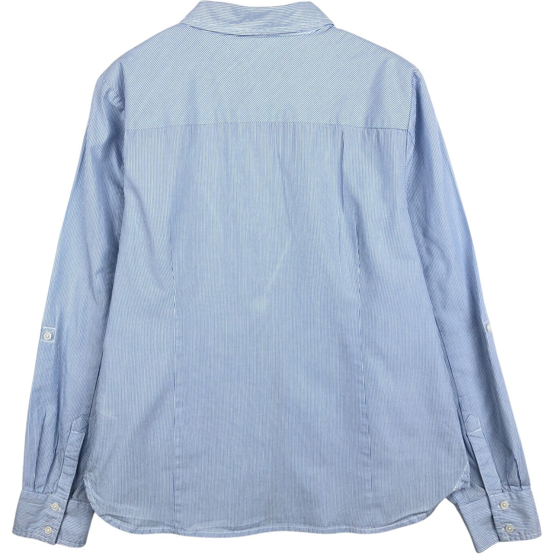 Tommy Hilfiger long-sleeved cotton striped shirt, women's size M (approx.) cotton Blue type light blue Vintage Second Hand