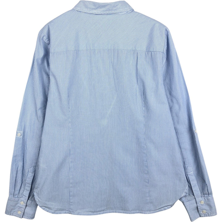 Tommy Hilfiger long-sleeved cotton striped shirt, women's size M (approx.) cotton Blue type light blue Vintage Second Hand
