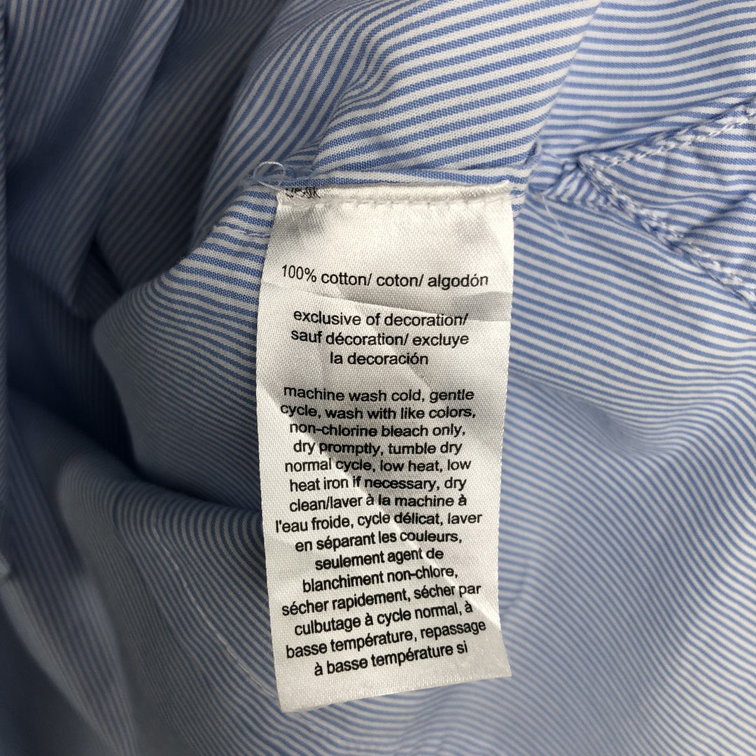 Tommy Hilfiger long-sleeved cotton striped shirt, women's size M (approx.) cotton Blue type light blue Vintage Second Hand