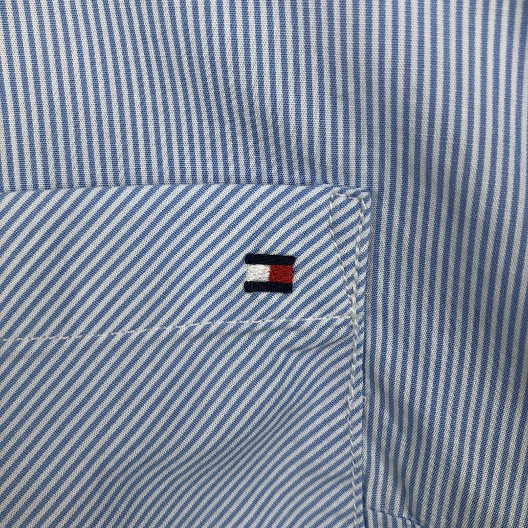 Tommy Hilfiger long-sleeved cotton striped shirt, women's size M (approx.) cotton Blue type light blue Vintage Second Hand