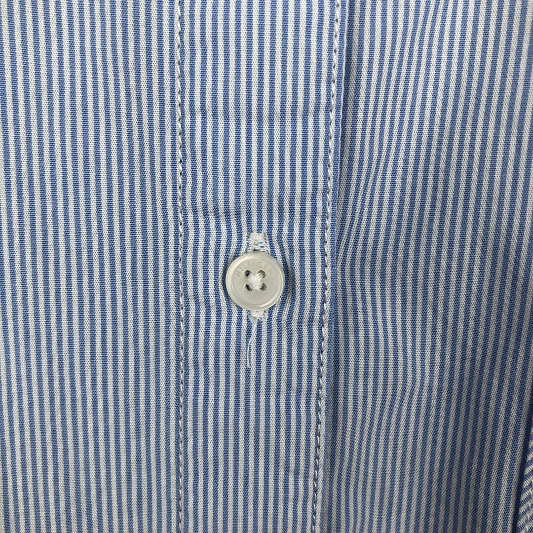 Tommy Hilfiger long-sleeved cotton striped shirt, women's size M (approx.) cotton Blue type light blue Vintage Second Hand