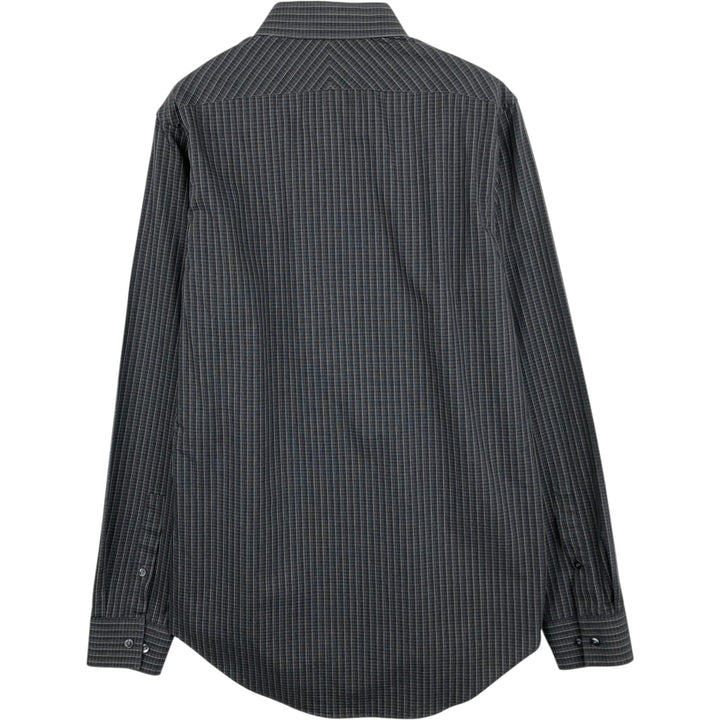 2000'S Calvin Klein wide-collar long-sleeved cotton check shirt, men's size M (approx.) cotton black type Vintage Second Hand