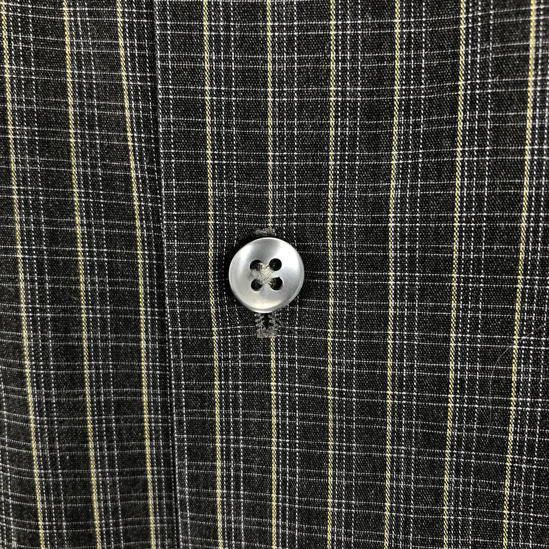 2000'S Calvin Klein wide-collar long-sleeved cotton check shirt, men's size M (approx.) cotton black type Vintage Second Hand