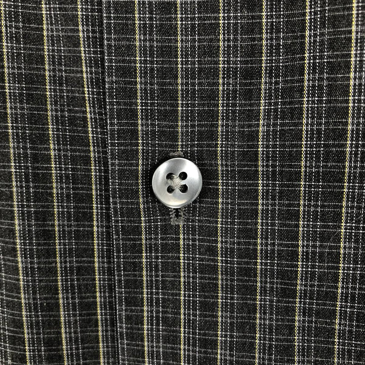 2000'S Calvin Klein wide-collar long-sleeved cotton check shirt, men's size M (approx.) cotton black type Vintage Second Hand