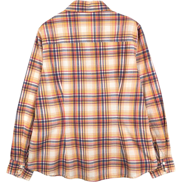 Yessica Long-Sleeve Cotton Check Shirt, Women's Size M (approx.) cotton orange type Vintage Second Hand