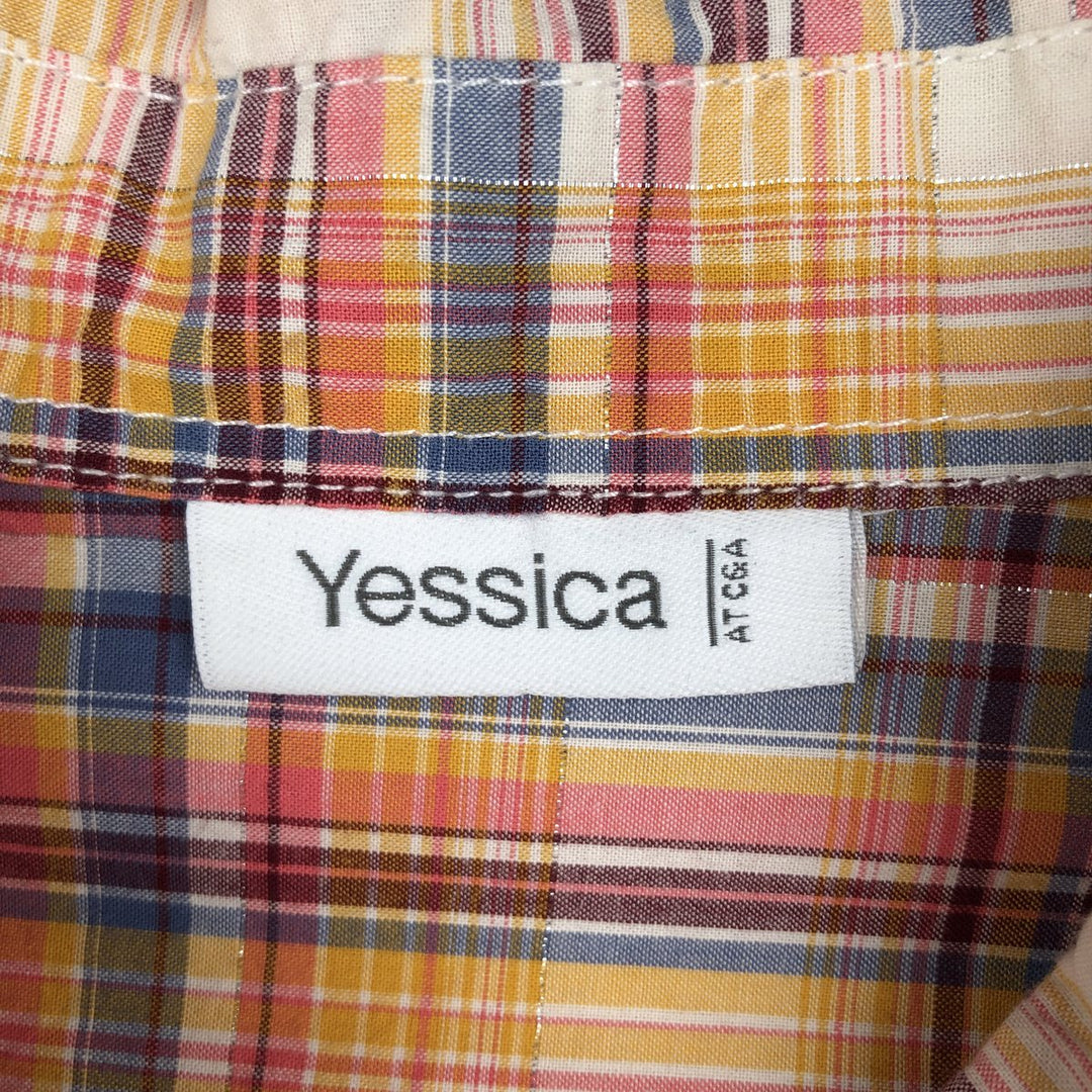 Yessica Long-Sleeve Cotton Check Shirt, Women's Size M (approx.) cotton orange type Vintage Second Hand