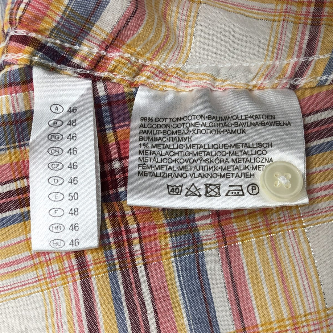 Yessica Long-Sleeve Cotton Check Shirt, Women's Size M (approx.) cotton orange type Vintage Second Hand
