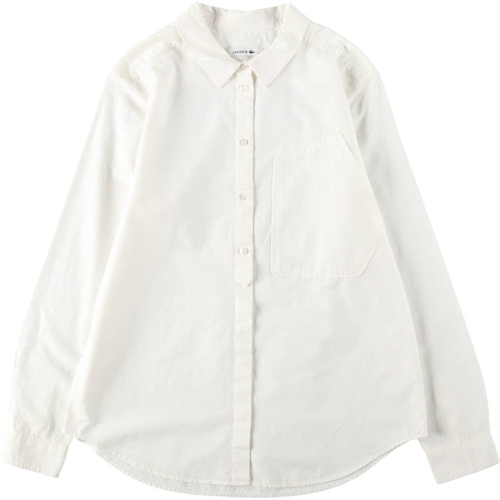 Lacoste long-sleeved cotton shirt, women's size L (approx.) cotton white type Vintage Second Hand