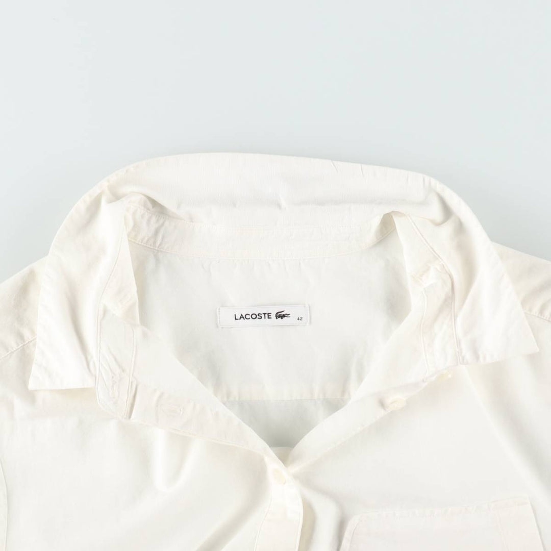 Lacoste long-sleeved cotton shirt, women's size L (approx.) cotton white type Vintage Second Hand