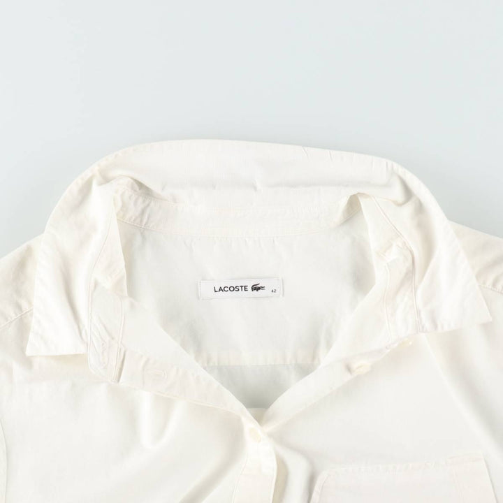 Lacoste long-sleeved cotton shirt, women's size L (approx.) cotton white type Vintage Second Hand