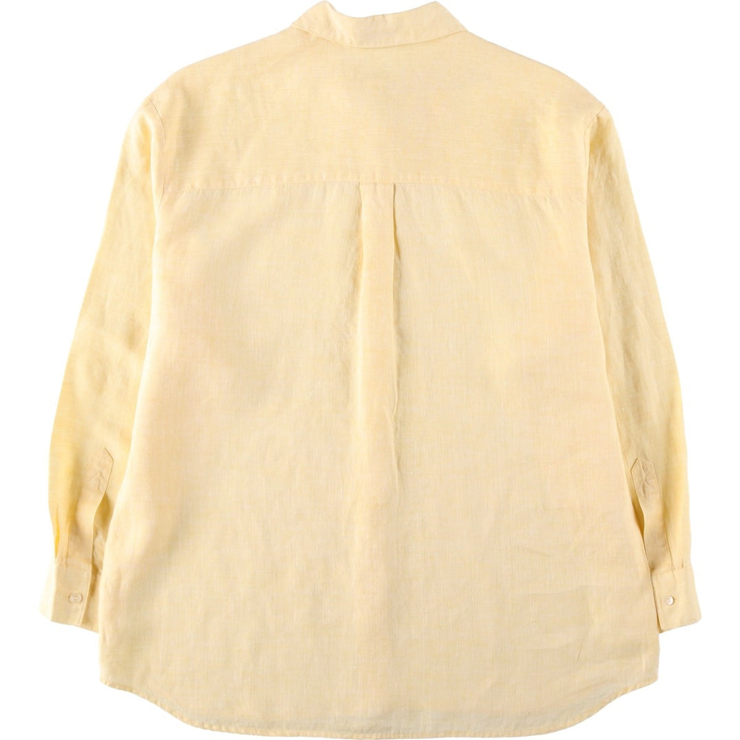 Liz Claiborne LIZPORT Long-Sleeve Linen Shirt, Women's Size L (approx.) linen yellow type Vintage Second Hand