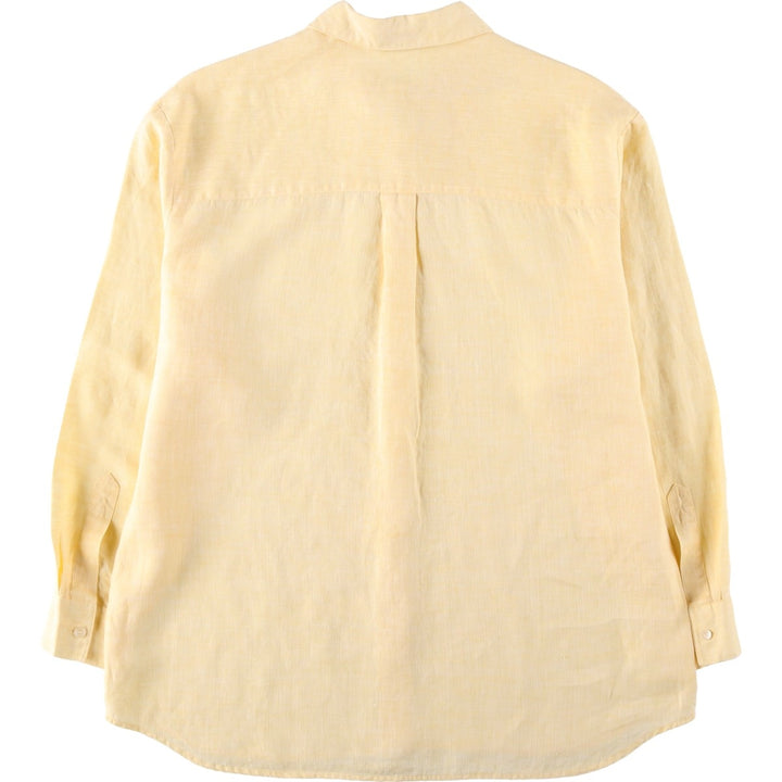 Liz Claiborne LIZPORT Long-Sleeve Linen Shirt, Women's Size L (approx.) linen yellow type Vintage Second Hand