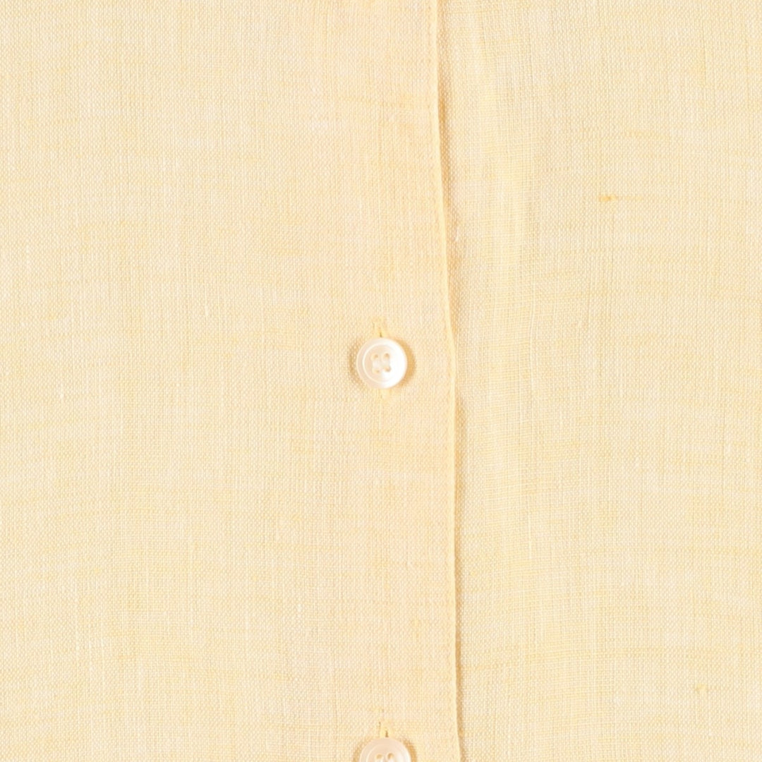 Liz Claiborne LIZPORT Long-Sleeve Linen Shirt, Women's Size L (approx.) linen yellow type Vintage Second Hand