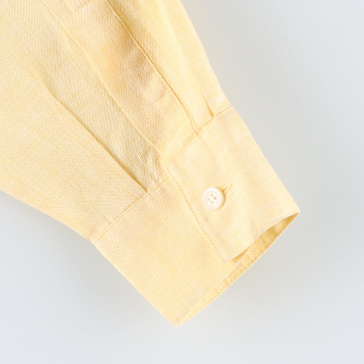 Liz Claiborne LIZPORT Long-Sleeve Linen Shirt, Women's Size L (approx.) linen yellow type Vintage Second Hand
