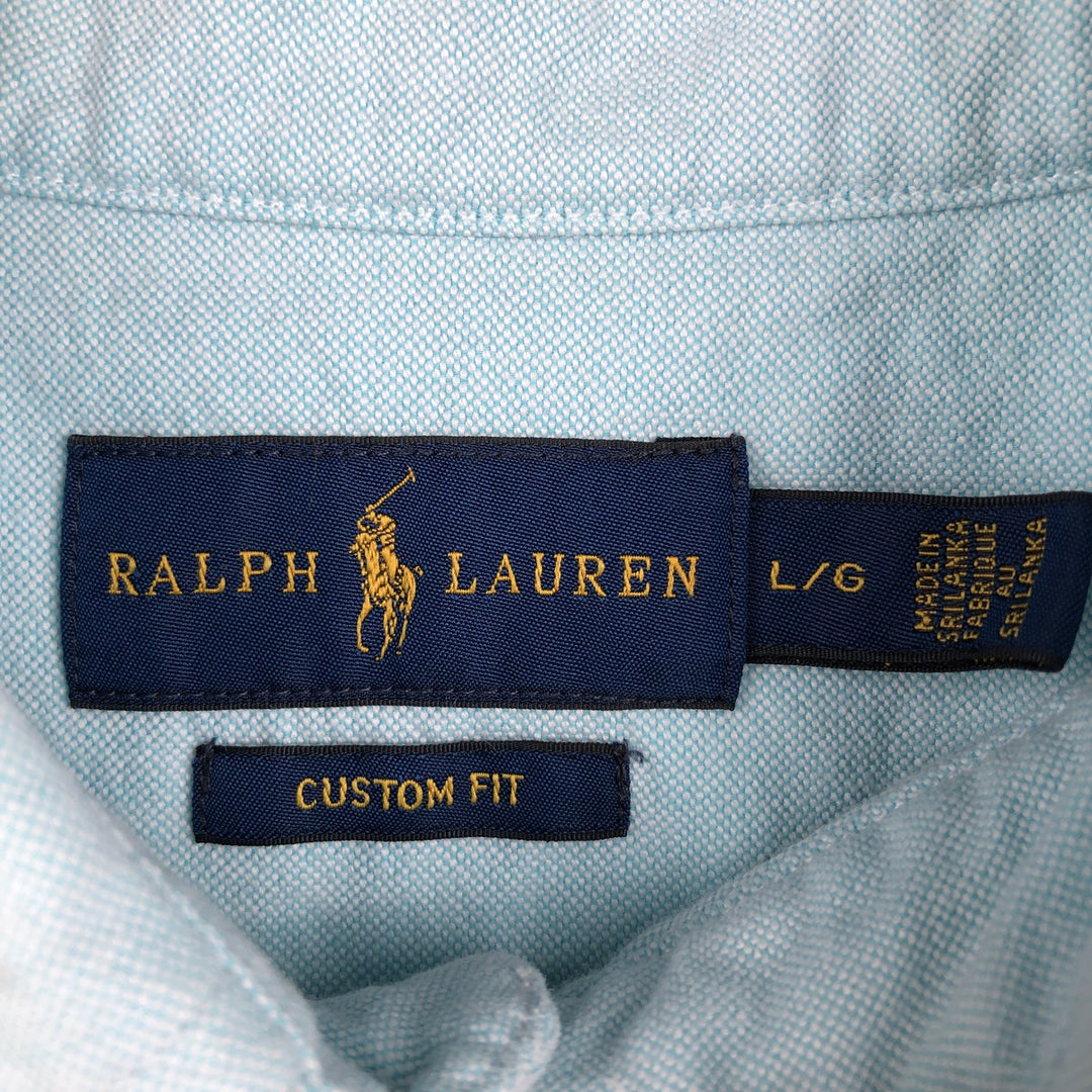 Ralph Lauren CUSTOM FIT long sleeve button down shirt, women's size L cotton Blue type light blue Vintage Second Hand