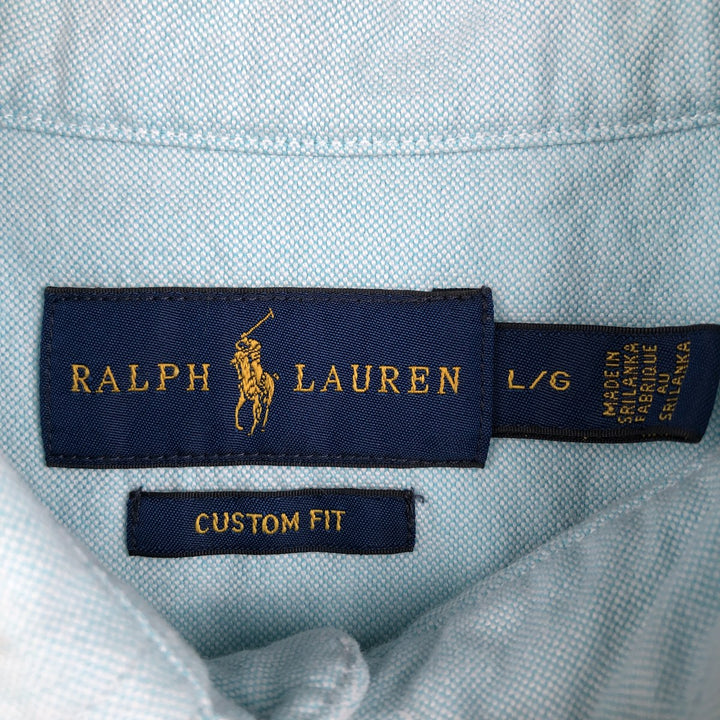Ralph Lauren CUSTOM FIT long sleeve button down shirt, women's size L cotton Blue type light blue Vintage Second Hand