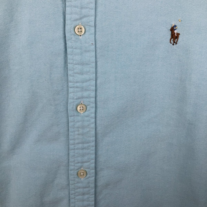 Ralph Lauren CUSTOM FIT long sleeve button down shirt, women's size L cotton Blue type light blue Vintage Second Hand