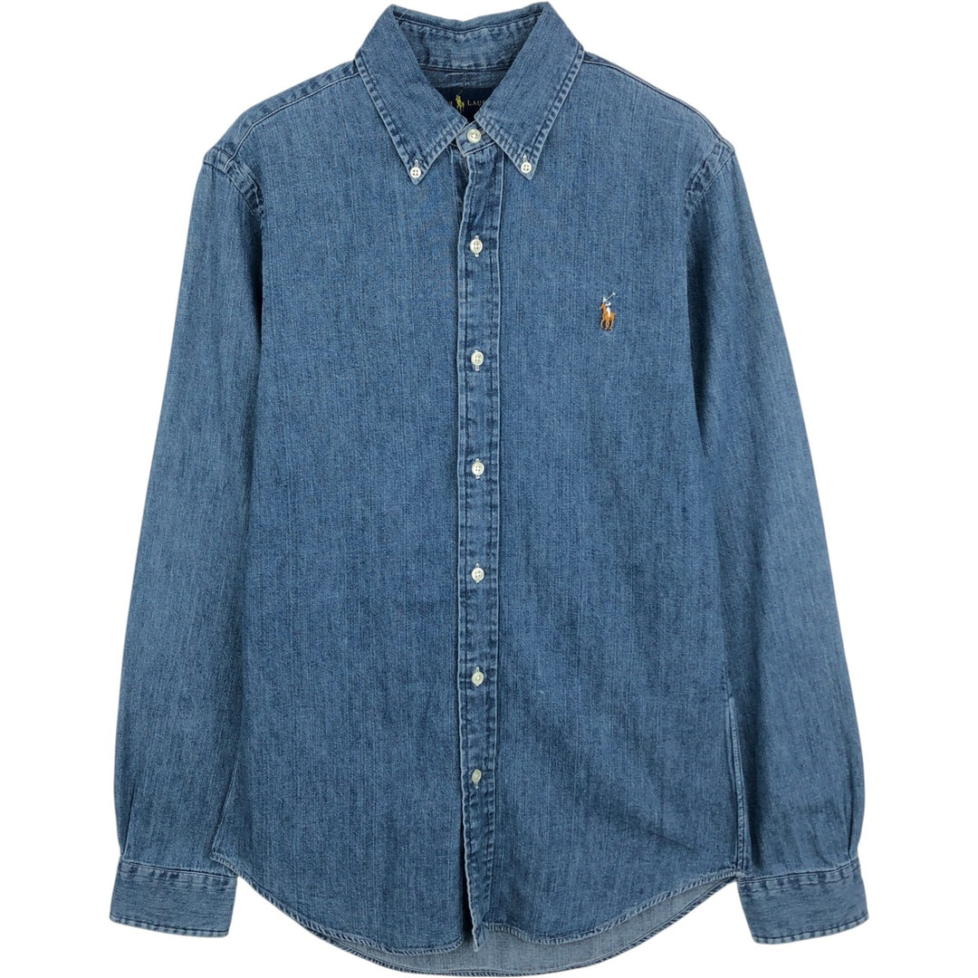Ralph Lauren button-down long-sleeve chambray shirt, men's size S (approx.) cotton blue type Vintage Second Hand