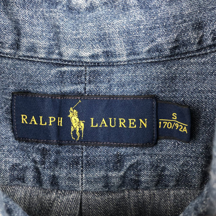 Ralph Lauren button-down long-sleeve chambray shirt, men's size S (approx.) cotton blue type Vintage Second Hand