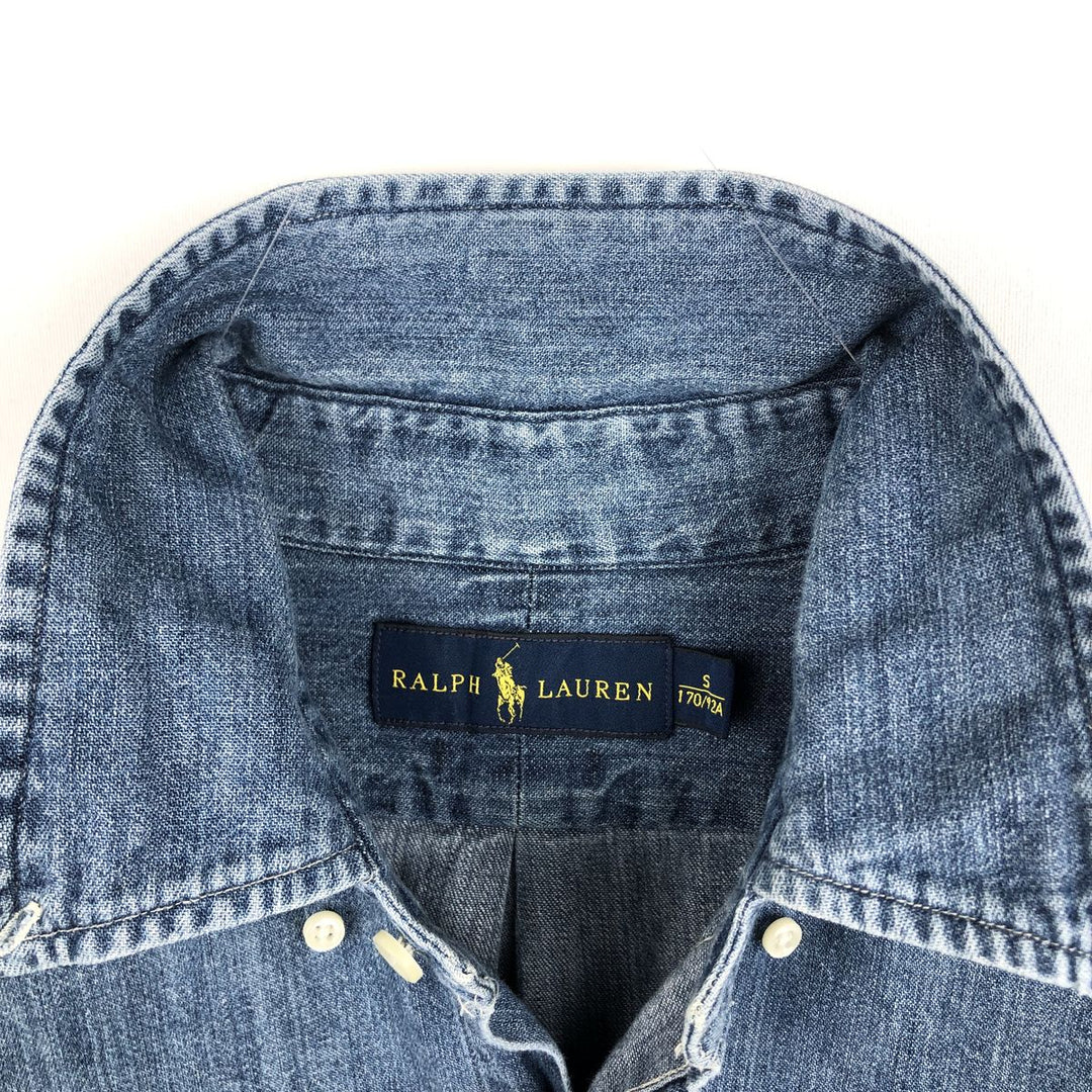Ralph Lauren button-down long-sleeve chambray shirt, men's size S (approx.) cotton blue type Vintage Second Hand
