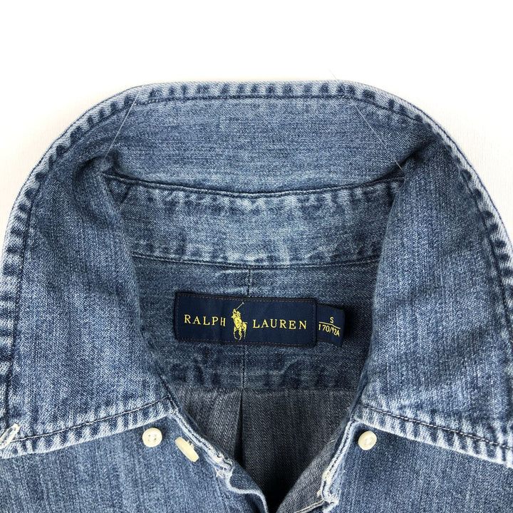Ralph Lauren button-down long-sleeve chambray shirt, men's size S (approx.) cotton blue type Vintage Second Hand