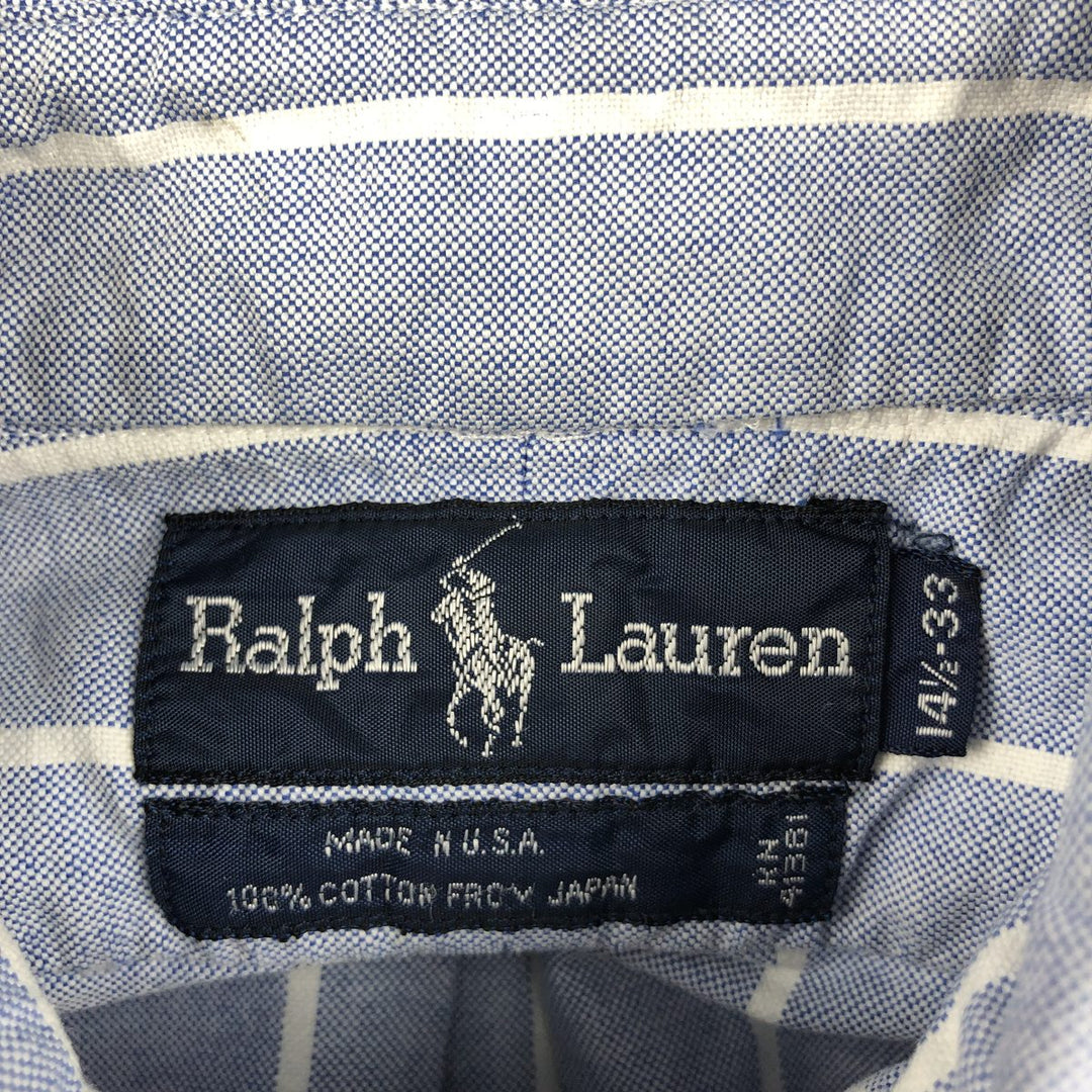 Ralph Lauren long-sleeved button-down striped shirt, made in the USA, men's size S (approx.) cotton blue type Vintage Second Hand