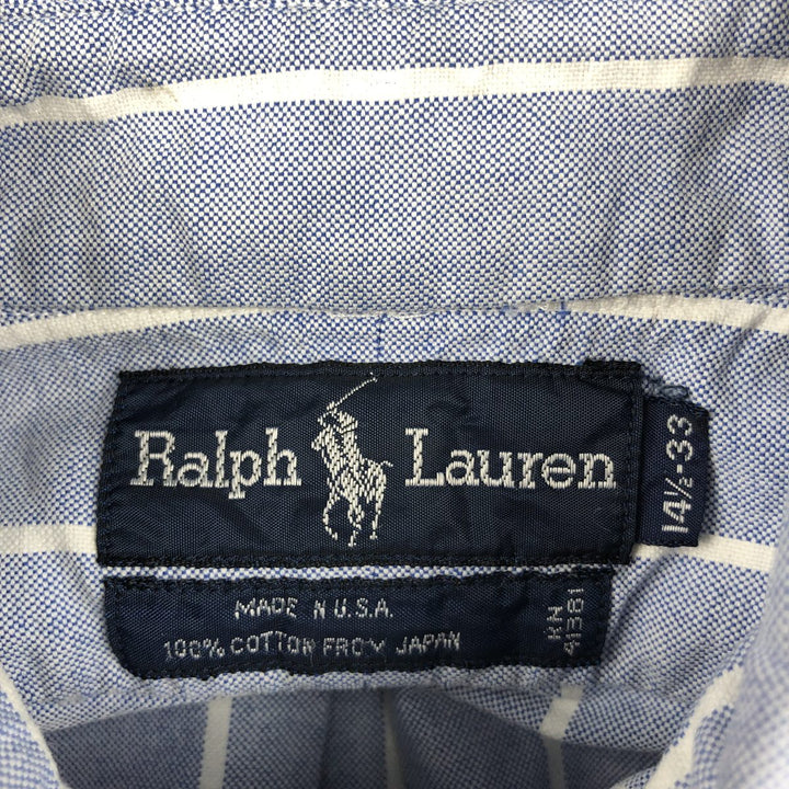 Ralph Lauren long-sleeved button-down striped shirt, made in the USA, men's size S (approx.) cotton blue type Vintage Second Hand