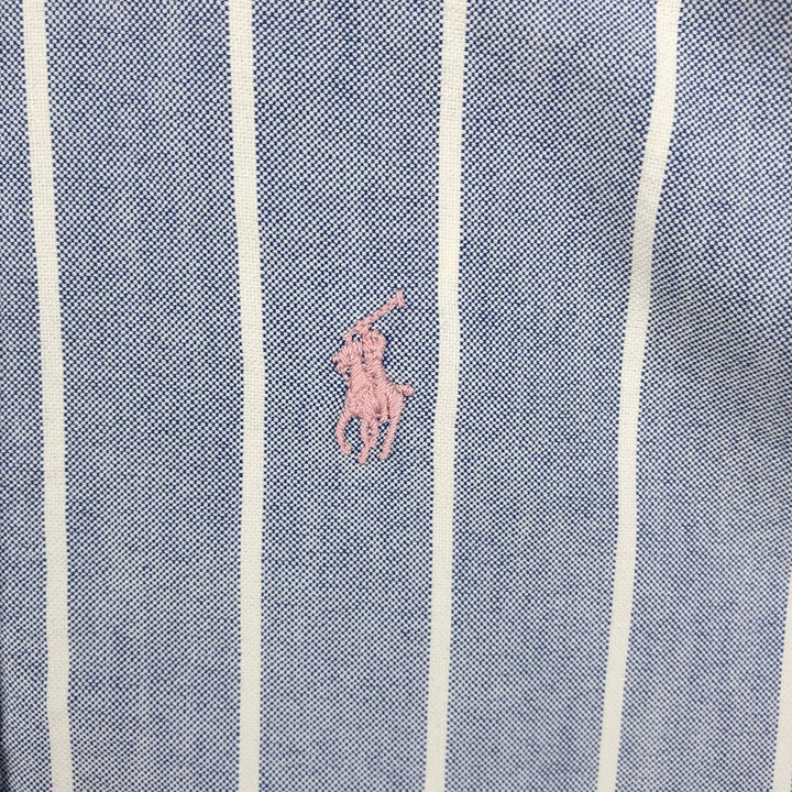 Ralph Lauren long-sleeved button-down striped shirt, made in the USA, men's size S (approx.) cotton blue type Vintage Second Hand