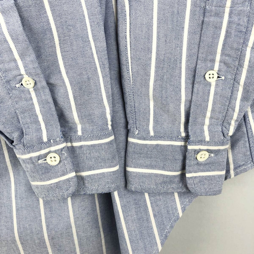 Ralph Lauren long-sleeved button-down striped shirt, made in the USA, men's size S (approx.) cotton blue type Vintage Second Hand