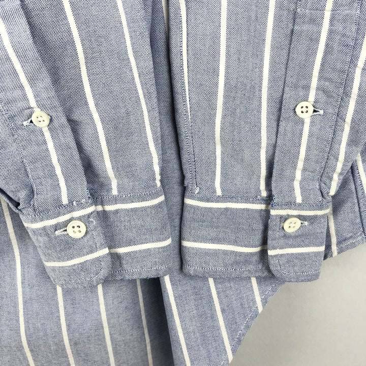 Ralph Lauren long-sleeved button-down striped shirt, made in the USA, men's size S (approx.) cotton blue type Vintage Second Hand