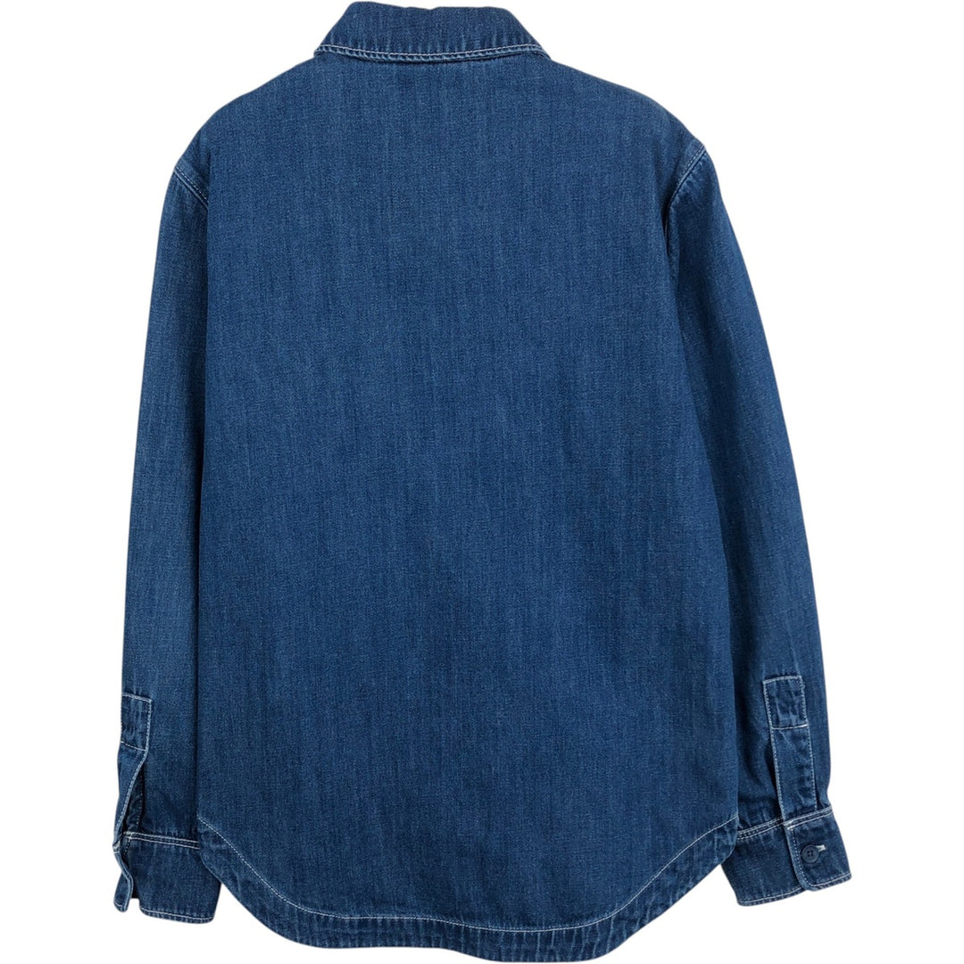 Lacoste long-sleeved denim shirt, women's size L (approx.) cotton blue type Vintage Second Hand