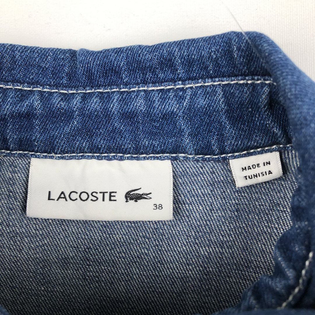 Lacoste long-sleeved denim shirt, women's size L (approx.) cotton blue type Vintage Second Hand