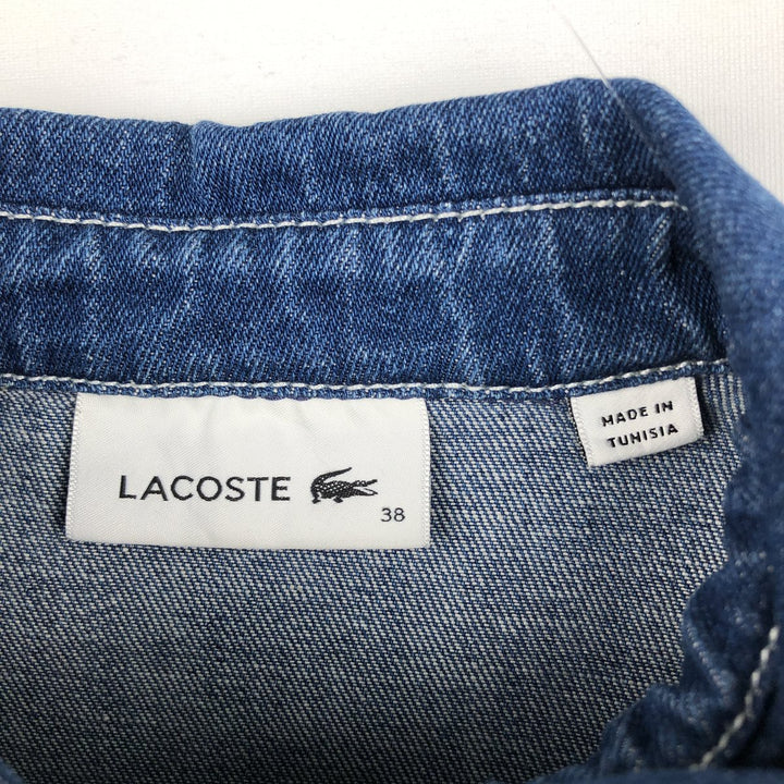Lacoste long-sleeved denim shirt, women's size L (approx.) cotton blue type Vintage Second Hand